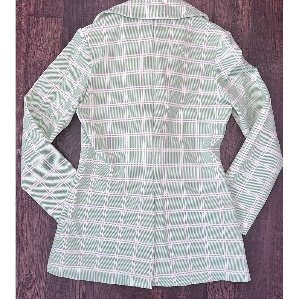 Vintage 60s 70s Kmart Polyester Leisure Suit Jacket Shirt Blazer Plaid Womens M - Picture 8 of 13